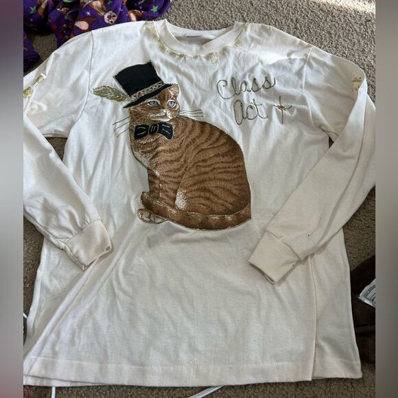 Vintage Homemade Crazy Cat Tshirt - Picture 1 of 8